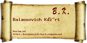 Balassovich Kürt névjegykártya